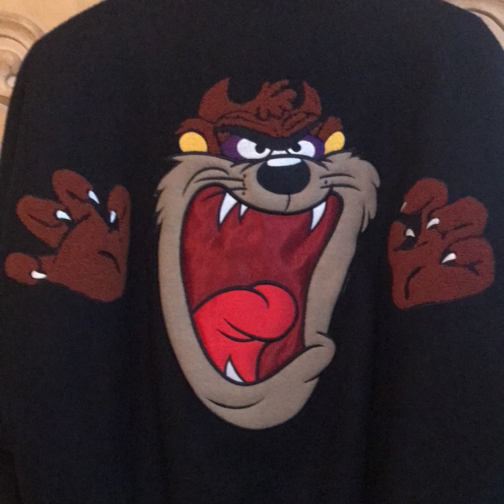 Warner Bros Tasmanian Devil Varsity Jacket Black - Picture 2 of 14